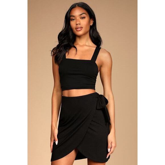 Lulus Dresses & Skirts - Lulus Chic Moments Black Side-tie Two-piece Mini Dress - Size M